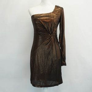 ASTR Metallic Twist Front One Shoulder Dress M